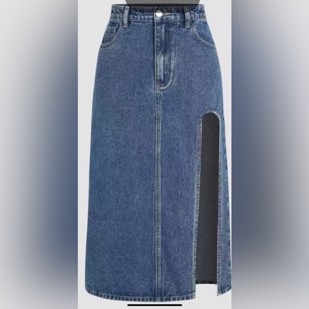 Jean slit skirt